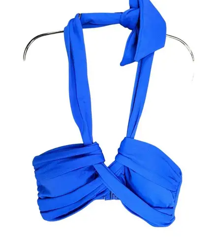 Seafolly Bikini Swimsuit US 4 Blue Halter Bandeau Twisted Hipster Bottom 2 Piece