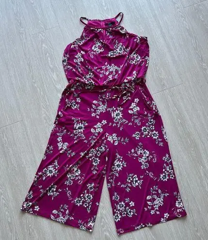 Maggy London Cropped Wide Leg Jumpsuit Size US 12 Floral Sleeveless