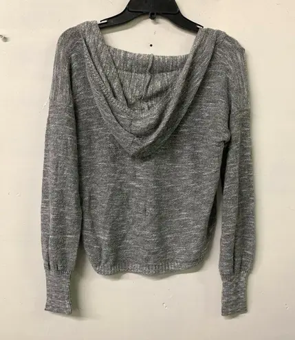 Abound  Womens Gray Burnout V Neck Hooded Top Long Sleeve Blouse