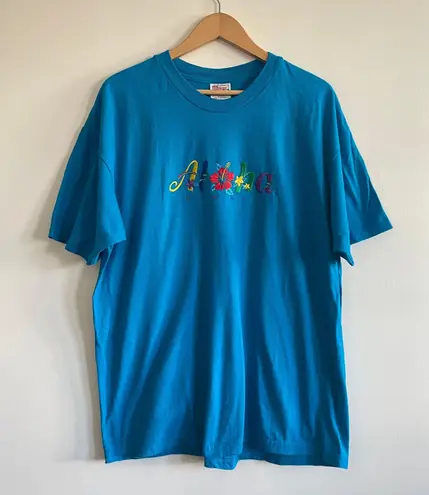 Hanes Vintage  Hawaii Aloha Blue Short Sleeve Crewneck T-Shirt Sz XL