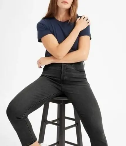 Everlane  high rise slim straight ankle button fly black jeans