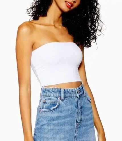 Topshop  Ribbed Knit Bandeau Top Tube Bra Shirt Tee Rib Festival