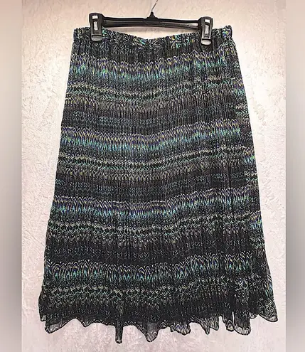 Krazy Kat Vintage Y2K Boho Chiffon Prairie Maxi Skirt Plisse Pleated Semi Sheer