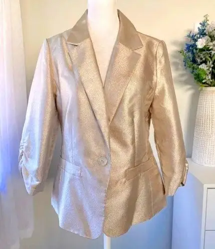 Eliza J Gold Tailored Blazer with Notched Lapels