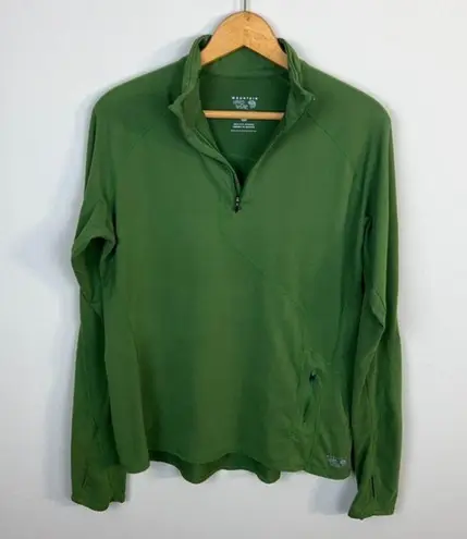 Mountain Hardwear  1/4 Zip Top L Womens Green Butter Zippity Performance Shirt‎