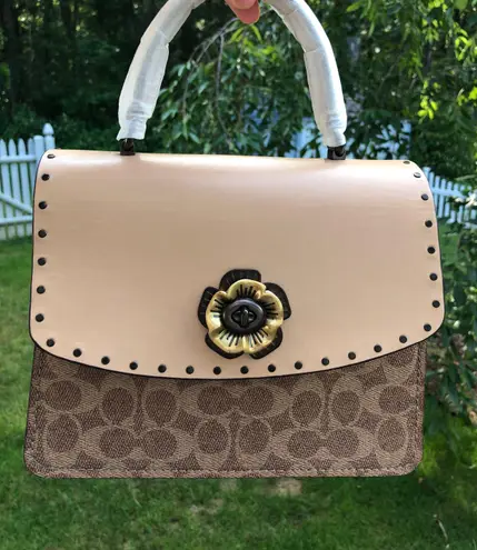 Coach Parker Top Handle In Signature Canvas With Rivets