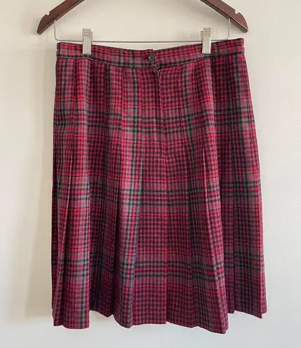 Vintage Red Plaid Pleated Knee High School Girl Skirt Size 10