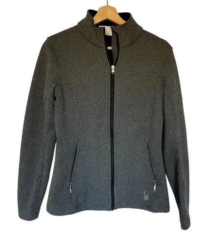 Spyder core sweater gray insulated zip up jacket pockets women's size medium