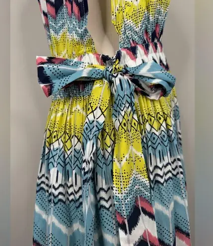 Gorgeous America and Beyond Chevron Pattern Beach Bathing Suit Coverup Dress Blue Size L