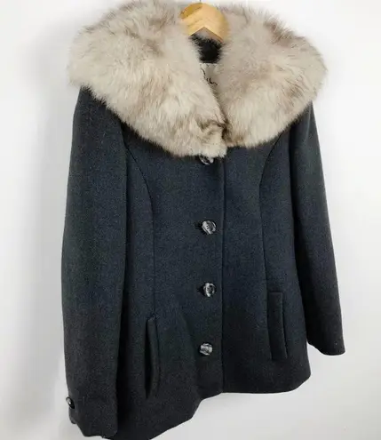Vintage 1950s Claire Dratch Bethesda Fox Fur Collar Virgin Wool Jacket Coat S