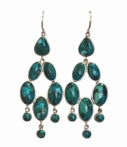 Silpada Turquoise Sterling Silver Chandelier Vieques Drop Dangle Earrings W3289
