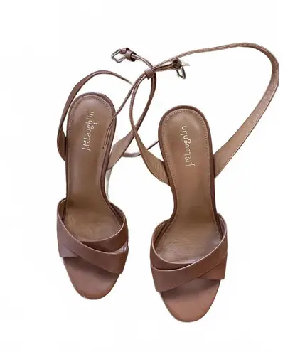 J. McLaughlin  Carmel Brown Wedges Leather and Rattan Size 10 thumbnail 1