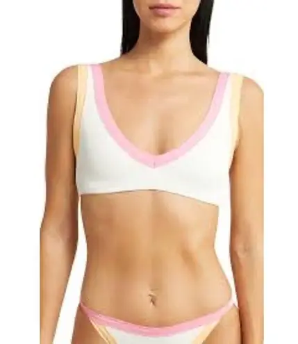 L*Space Lala Bikini Top Ribbed Cream Guava Golden Hour M NWT White Size M