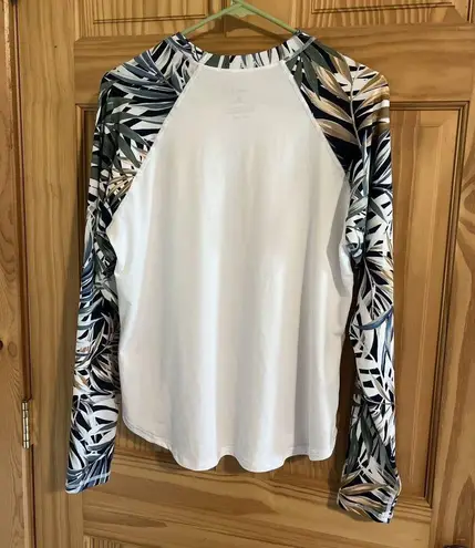 Hurley Women’s  White Multi Rash Guard Long Sleeve Swim Shirt Size XL X-Large