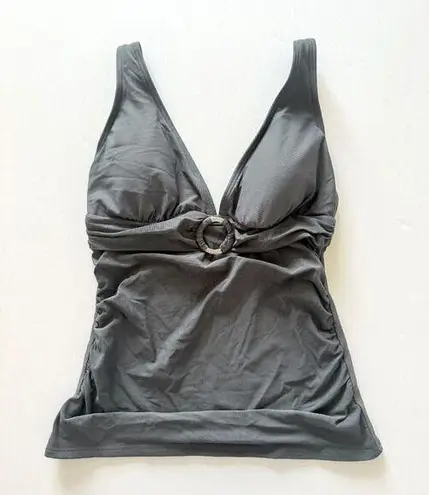 Michael Kors Gunmetal Tank Bathing Suit Cruise Swimwear Sleek Top Part XS Gray