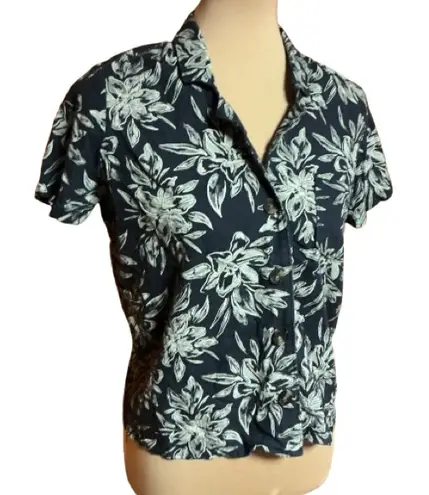 Hang Ten Linen Tropical leaves button down shirt