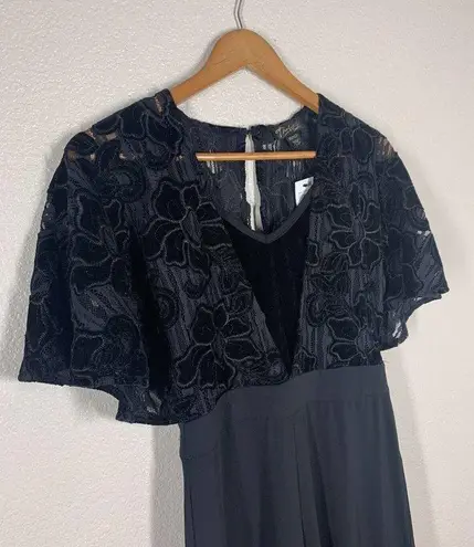 Thalia Sodi Thalia Soda XS Black Jumpsuit Floral Velvet Lace Wide Leg