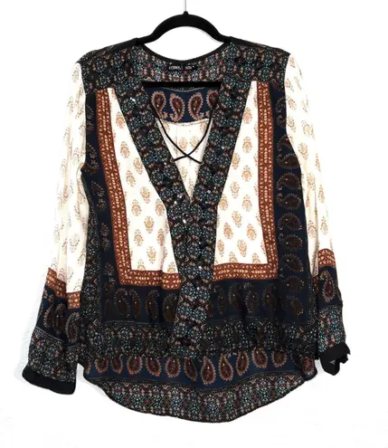 Gypsy 05 New  Global Village Paisley Bohemian Blouse Size Medium