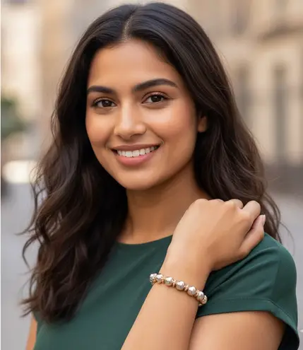 Women's Claire's One Size Silver & Gold Beaded Stretch Bracelet