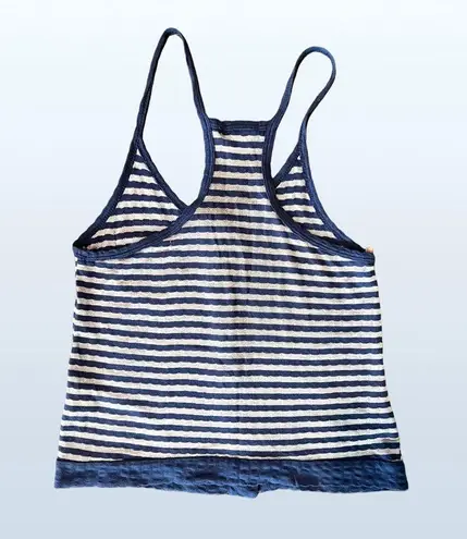 Cooperative 🏷️ Blue and Gray Striped Top, Size Small