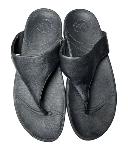 FitFlop Leather Black Sandals US 9 EU 41 Flip Flops Style 288-001