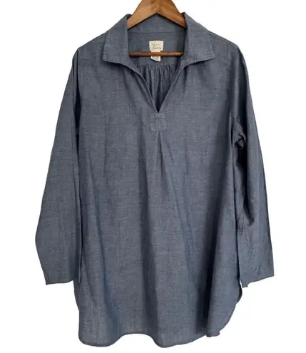 Andrea Jovine Women’s XL Oversized Chambray Long Sleeve Tunic with Pockets
