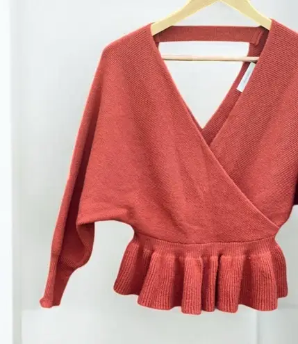 idem Ditto Rust Batwing Peplum Sweater