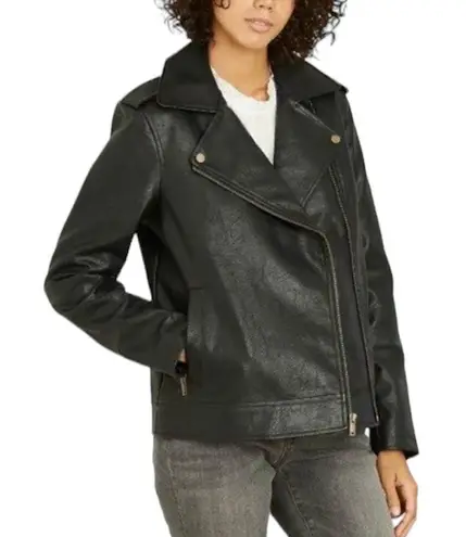 Universal Threads New Universal Thread Faux Leather Quilted Back Moto Jacket Black Size Medium