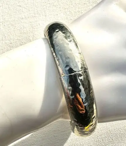 Silver tone hammered bangle bracelet