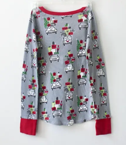 Munki Munki Grey Christmas Winter Holiday Car Long-Sleeve Pajama Set Small