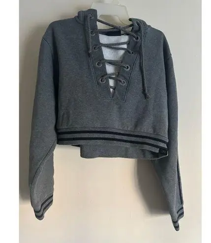 Fenty x Puma Rihanna Rising Sun Lace Up Cropped Hoodie Gray XS