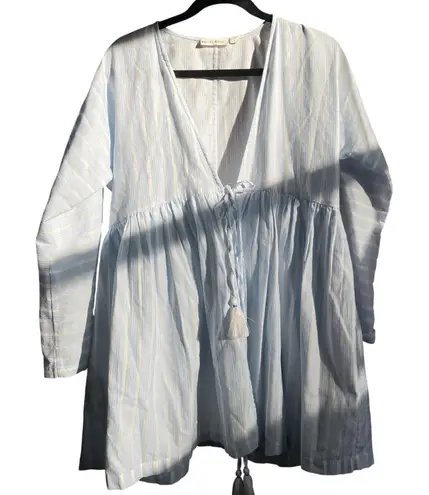 Roller Rabbit Striped Open Blue Tunic Mini Dress Medium Preppy Scandigirl Beach