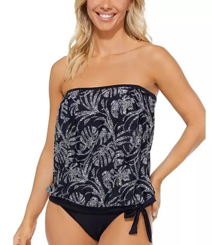 Island Escape Black White Tankini Swim Top Waist Minimizer 8