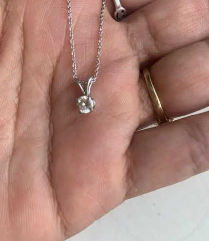 18k white gold chain with 14k gold solitaire charm