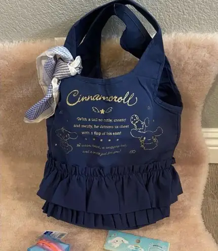 Sanrio Cinnamoroll Navy blue & gold frilly bag, card holder & change purse