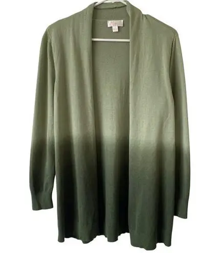 BELLE BY KIM GRAVEL NWOT Dip Dye Sweater Cardigan Size Small Green Cotton Rayon