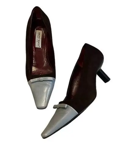 Bruno Magli Two Tone Suede Leather Dress Pump Blue Size 7