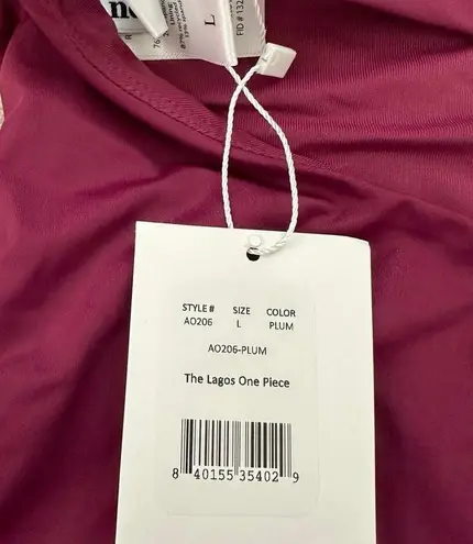 ANDIE NWT Swim The Lagos One Piece Swimsuit Halter Removable Cups Plum L