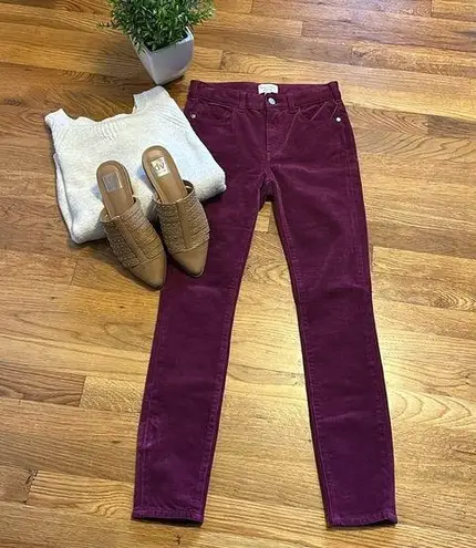 Pilcro Anthropologie Women 25 New Skinny Maroon Purple High-rise Cords Pants