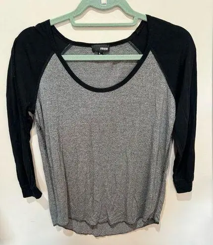 Wilfred  Free Top Size Small Raglan Baseball Tee Black Gray Long Sleeve