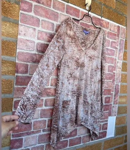 Vivienne Tam brown Burnout Asymmetric Hem tunic medium