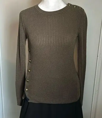 margaret o'leary Margaret O’Leary Women’s Thermal Side Button Up Crewneck Sweater