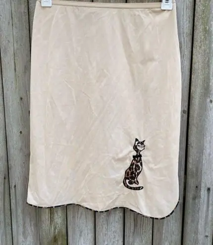 Vanity Fair Vintage 60s 1960s  cheetah print cat nylon skirt slip small