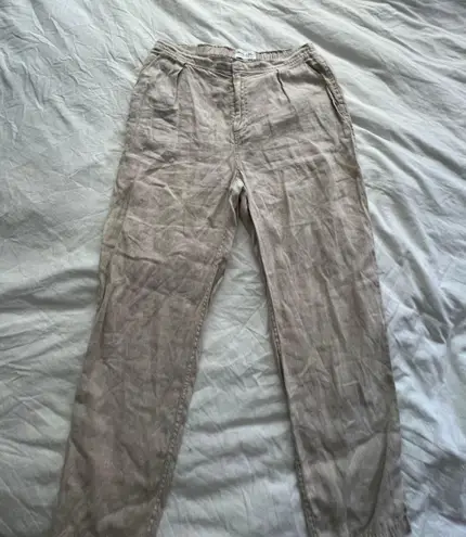 Michael Stars Flynn linen ankle length trousers in Castle tan nude L