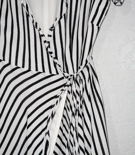Bardot New Black & White Adie Stripe Midi Wrap Dress Size Small