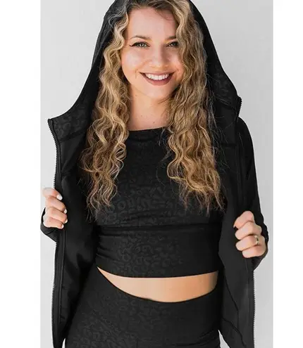 Celestial Bodiez NWOT Power Zip Hoodie in Black Panther Animal Print Size Medium