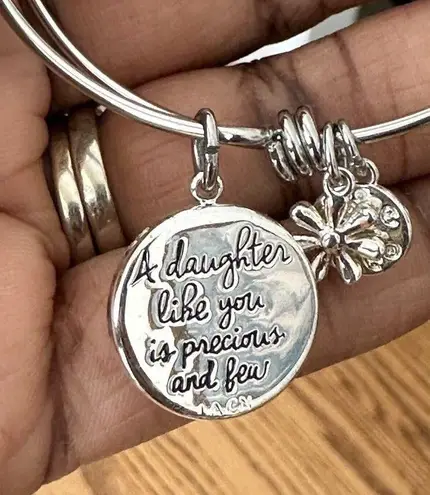 Silver Toned Charm Bangle Bracelet Quote A Daughter Like You Is Precious And Few