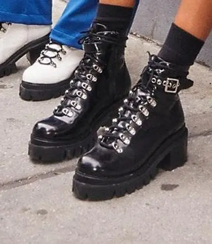 Jeffrey Campbell Check Czech Lace Up Boots
