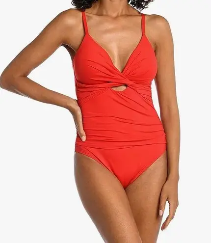 La Blanca Women's Standard Island Goddess Twist Keyhole One Piece Swimsuit SZ 14