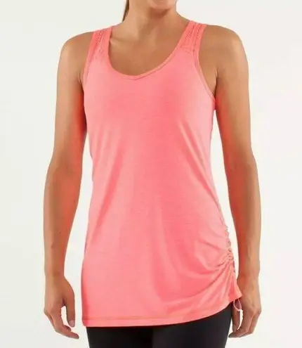 Lululemon  Run Neon Pink Tie And Fly Mesh Tank Top size 8